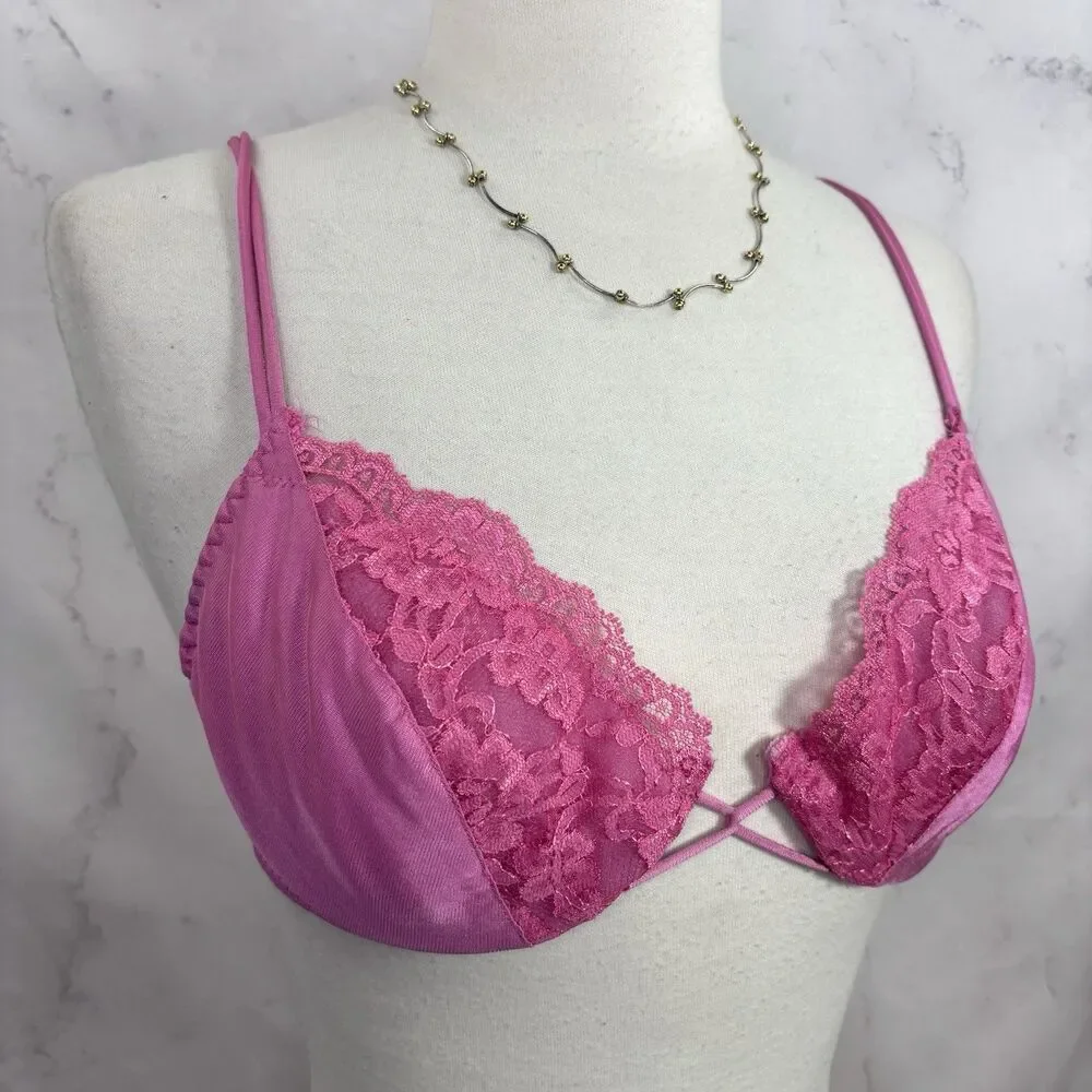 Vintage 80s Underwire Lingerie Bra Colorful Floral Lace Sexy Shape Mate 36B Lot